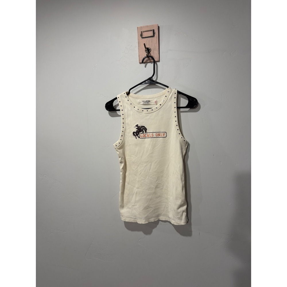 Idyllwind Miranda Lambert Locals Only Studded Ribbed Tank Top Cream Medium